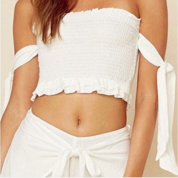 Ocean Drive Tie Dye Smocked Crop Tube Top Medium - Picture 5 of 5